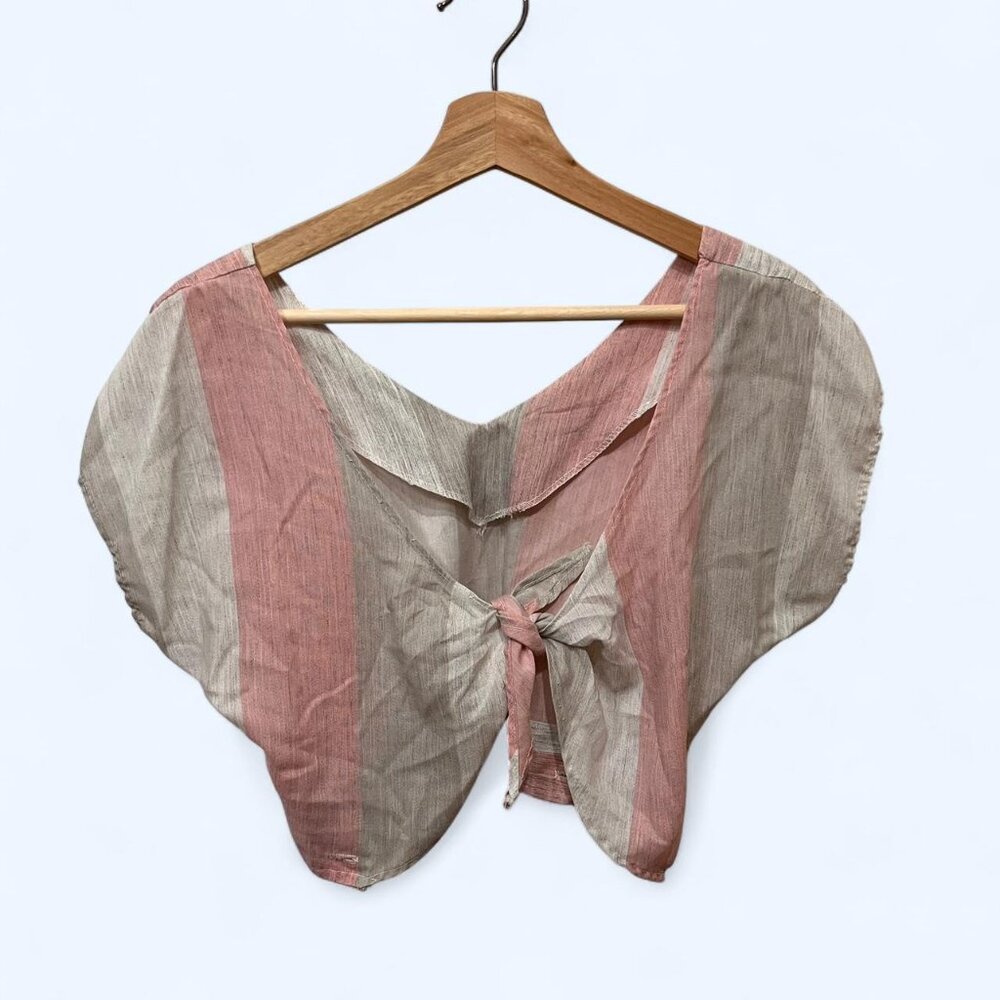 Vintage Pink and cream striped cotton crop top with tie front detail #stripes No
